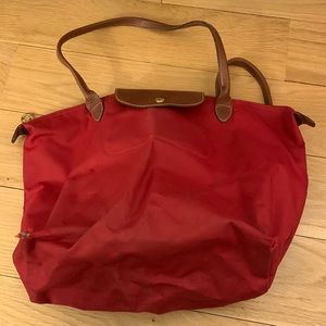 Red Longchamp shoulder bag